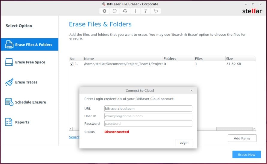 Anmeldedaten für BitRaser Cloud-Konto eingeben